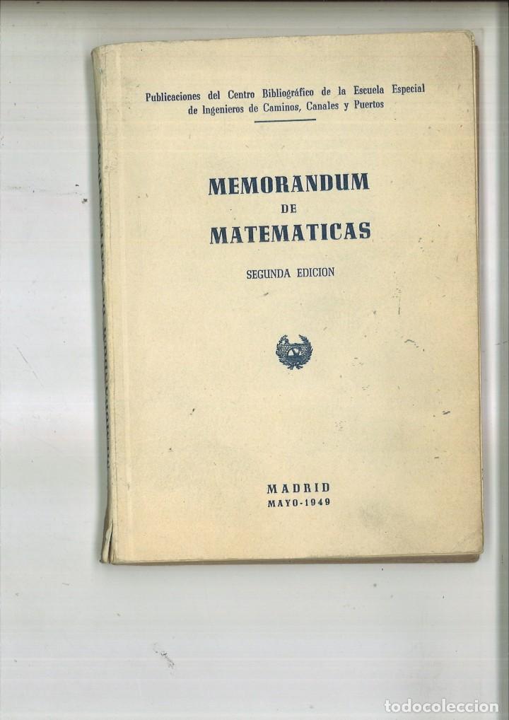 Libros de segunda mano de ciencias: MEMORANDUM DE MATEMATICAS. MAYO, 1949 - Foto 1