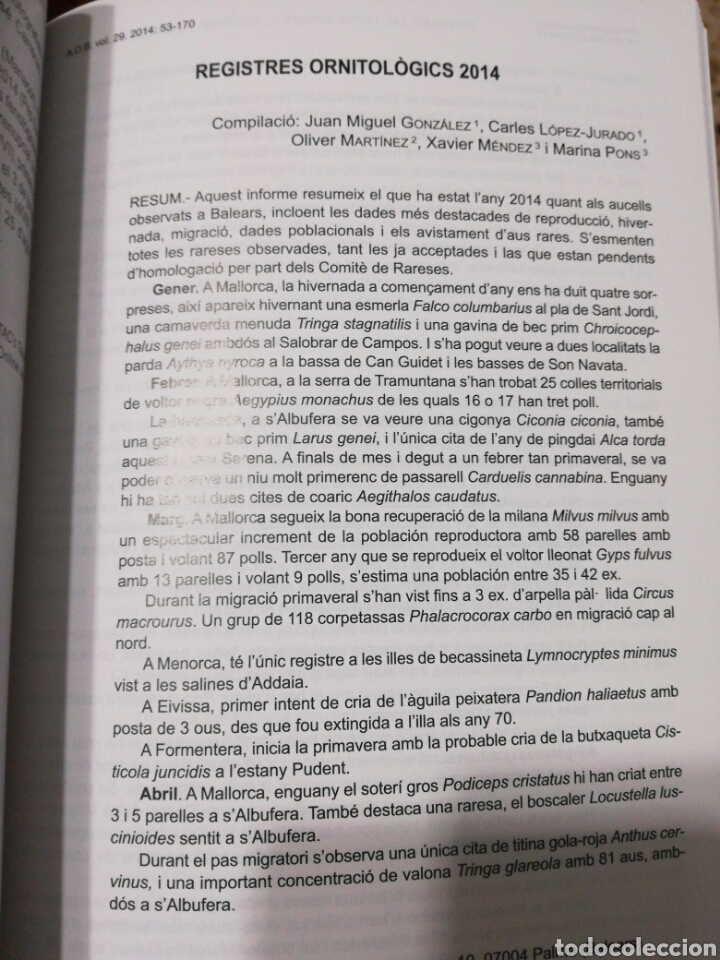 Libros de segunda mano: ANUARI ORNITOL&Ograve;GIC DE LES BALEARS 2014 (OCELLS) - Foto 2