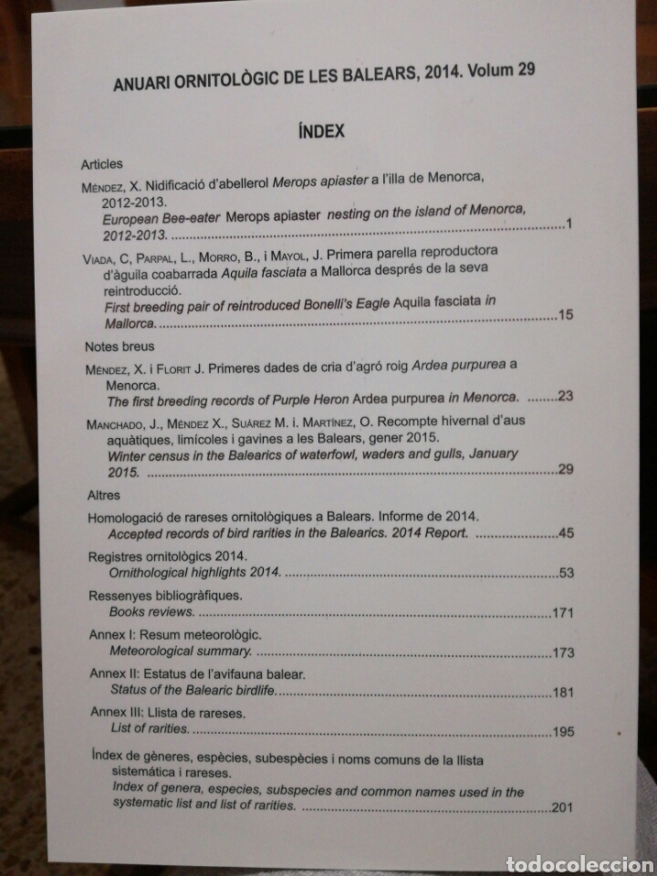 Libros de segunda mano: ANUARI ORNITOL&Ograve;GIC DE LES BALEARS 2014 (OCELLS) - Foto 4