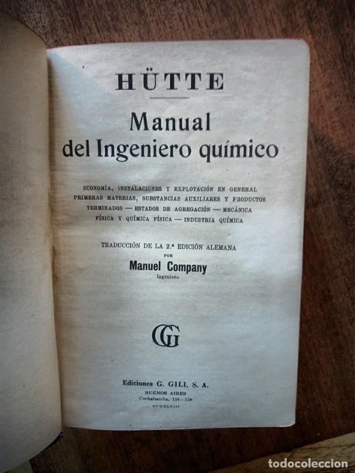 Libros de segunda mano de ciencias: Manual del Ingeniero Qu&iacute;mico - Hutte - Foto 2