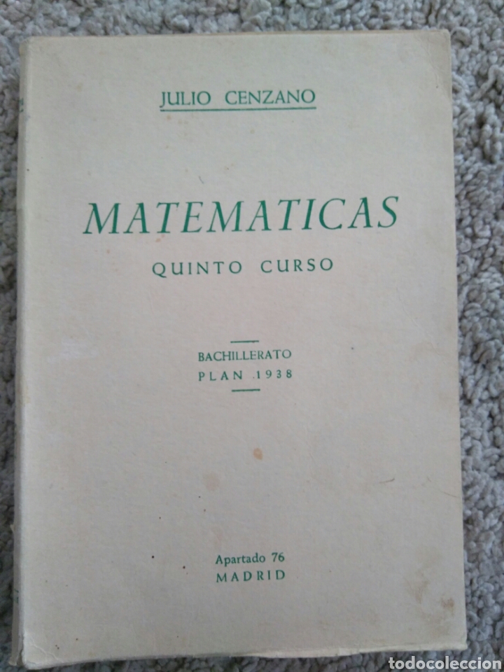 Libros de segunda mano de ciencias: Matem&aacute;ticas quinto curso. Julio Cenzano. Plan 1938 - Foto 1