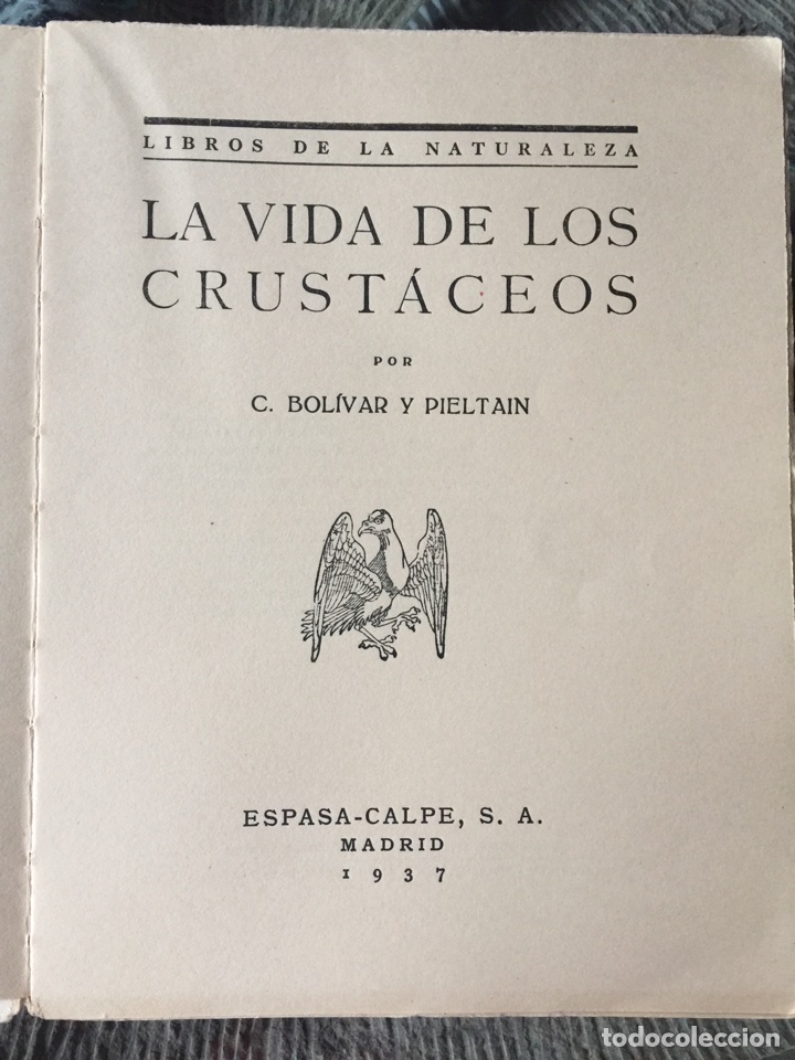 Libros de segunda mano: La vida de los crust&aacute;ceos 1937 - Foto 1