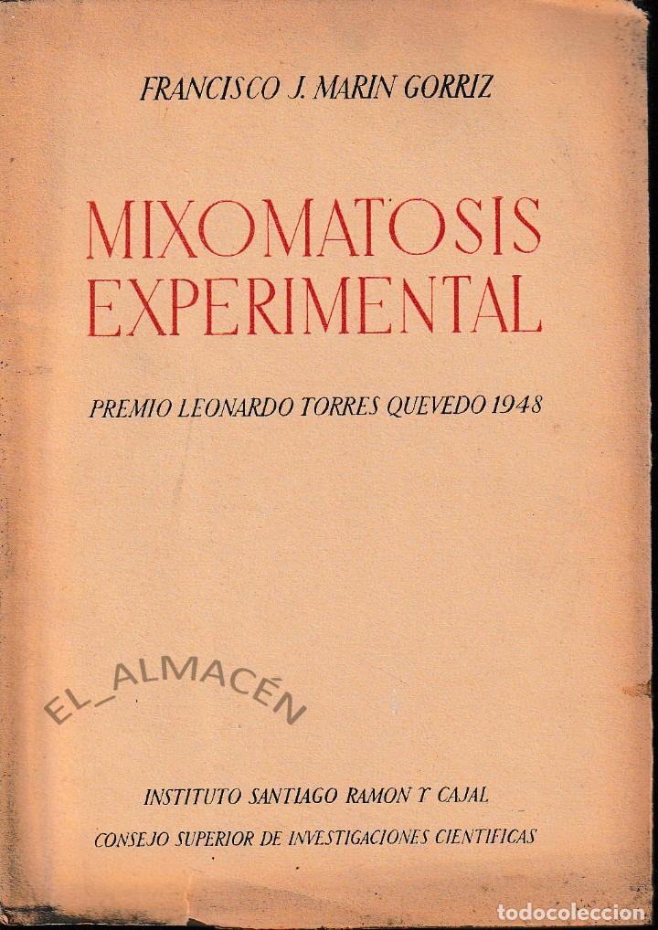 Libros de segunda mano: MIXOMATOSIS EXPERIMENTAL (MARIN GORRIZ 1950) SIN USAR - Foto 1