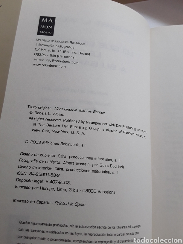 Libros de segunda mano de ciencias: Lo que Einstein le cont&oacute; a su barbero / Robert L.Wolke / - Foto 3