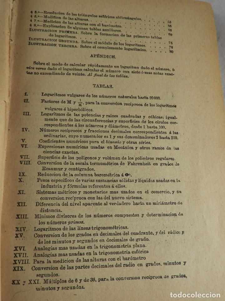 Libros de segunda mano de ciencias: LIBRO TABLAS DE LOGARITMOS POR VICENTE VAZQUEZ QUEIPO - Foto 5