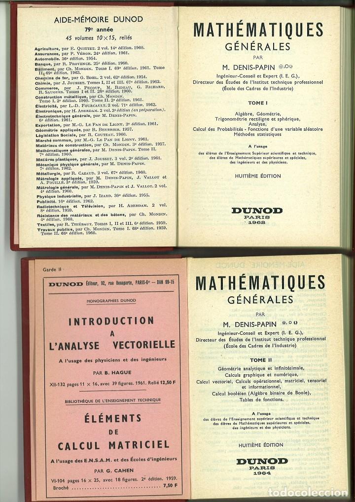 Libros de segunda mano de ciencias: MATH&Eacute;MATIQUES G&Eacute;N&Eacute;RALES. M. Denis-Papin - Foto 2