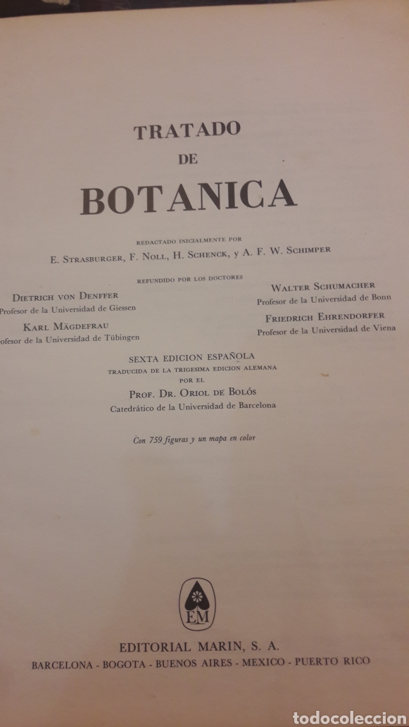 Libri di seconda mano: Tratado de Bot&aacute;nica Mar&iacute;n 1974