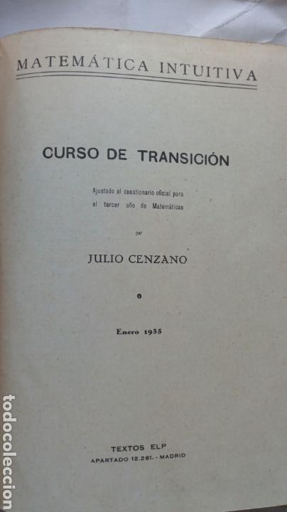 Libros de segunda mano de ciencias: Matem&aacute;ticas intuitivas, 3&deg; a&ntilde;o. Julio Cenzano. - Foto 2