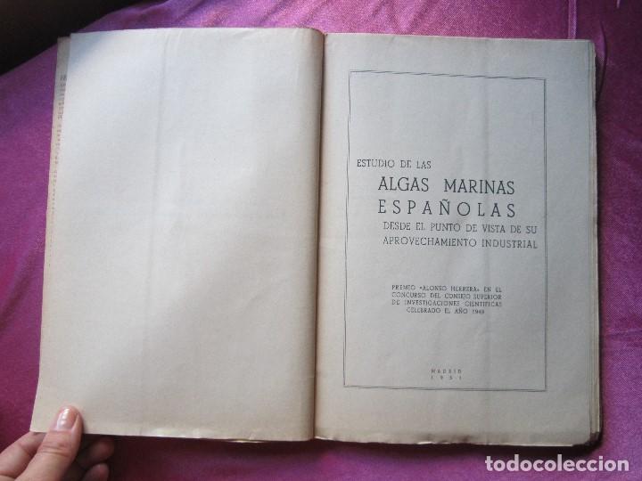 Libros de segunda mano: ESTUDIO DE ALGAS MARINAS ESPA&Ntilde;OLAS CABRERO G&Oacute;MEZ, 1951 P2 3 - Foto 2