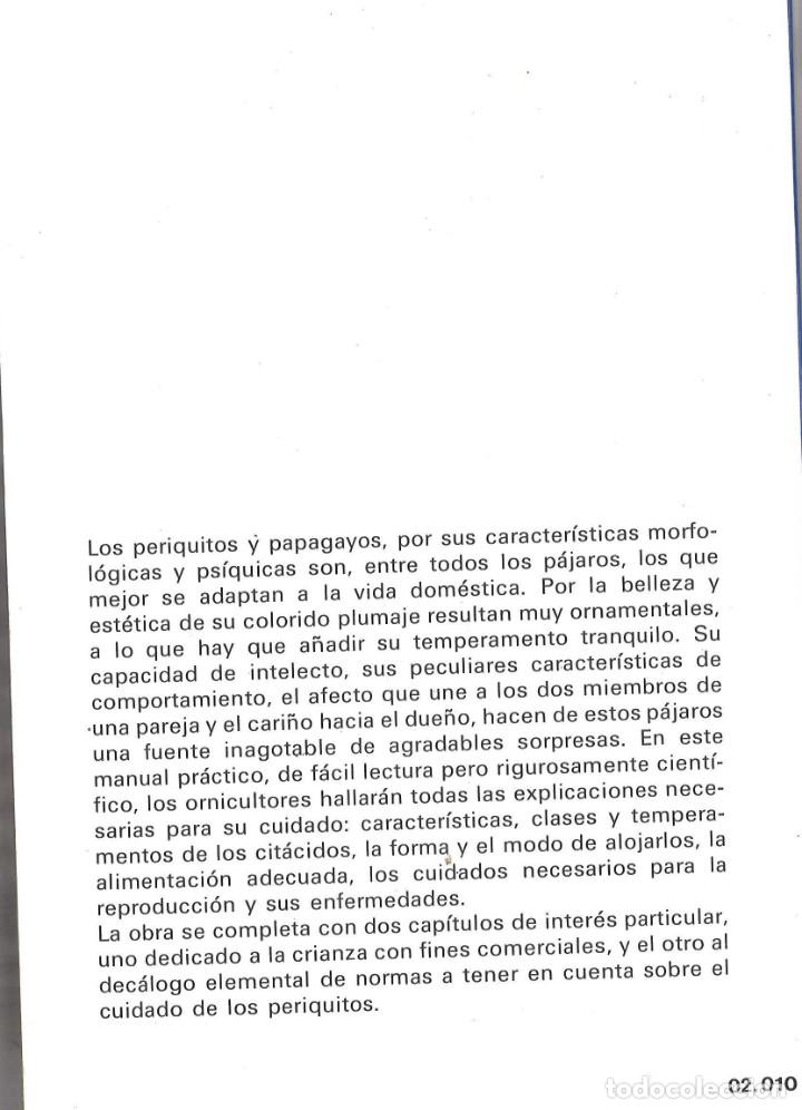 Libros de segunda mano: Periquitos, loros y papagayos. 1985 - Foto 2