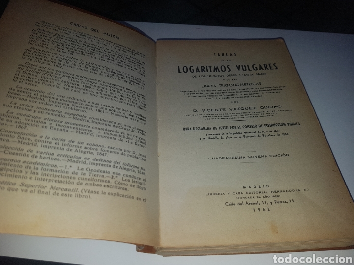 Libros de segunda mano de ciencias: Tablas de los logaritmos vulgares - Foto 1