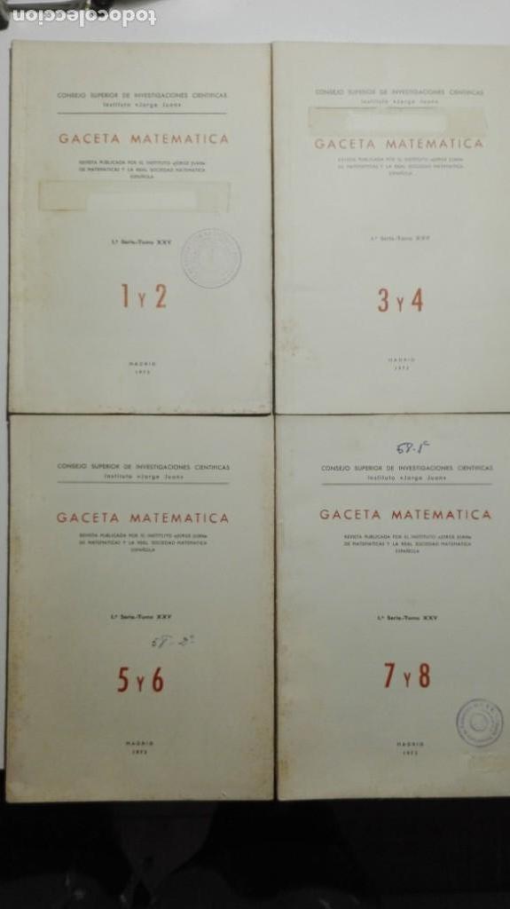 Libri di seconda mano: GACETA MATEM&Aacute;TICA. REVISTAS PUBLICADAS POR EL INSTITUTO JORGE JUAN. 1&ordf; SERIE.- TOMO XXV- 1 AL 8