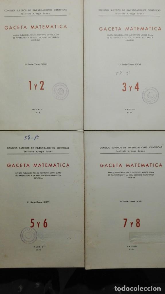 Libri di seconda mano: GACETA MATEM&Aacute;TICA. REVISTAS PUBLICADAS POR EL INSTITUTO JORGE JUAN. 1&ordf; SERIE.- TOMO XXVI- 1 AL 8
