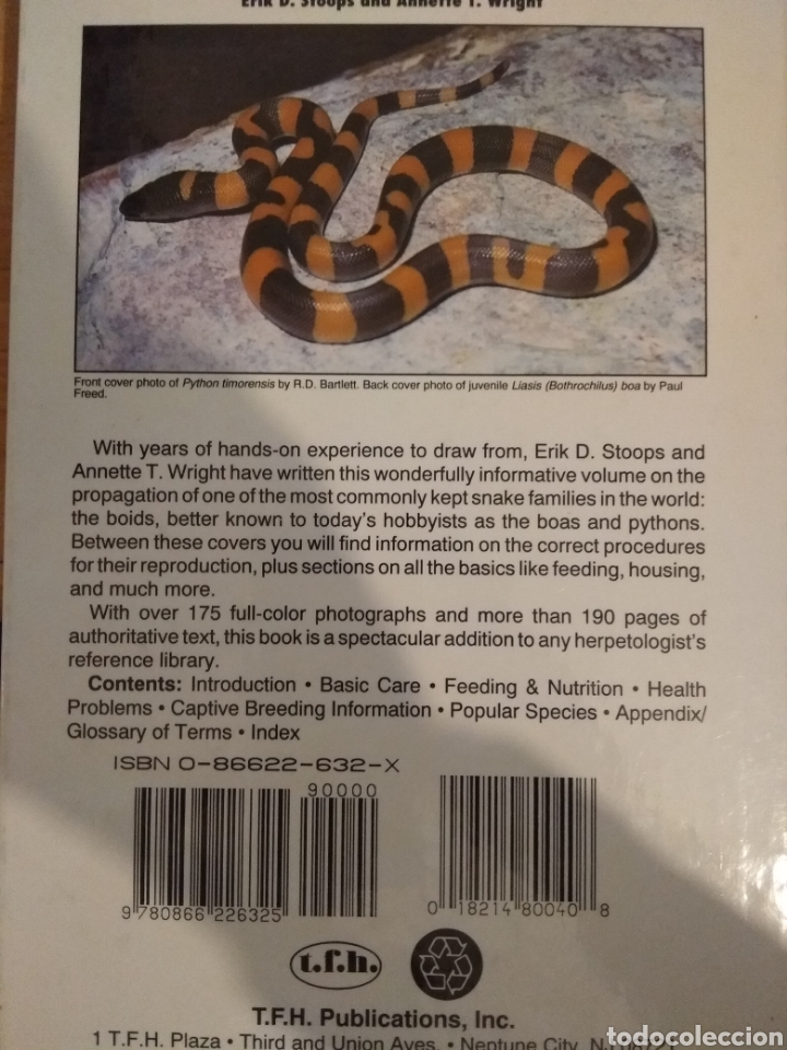 Libros de segunda mano: Boas & pythons. Breeding and care. Erik D. Stoops. Annette T. Wright. Libro en ingl&eacute;s. - Foto 2