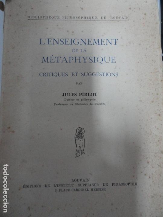 Second hand books: La ense&ntilde;anza de la metaf&iacute;sica - L'Enseignement de la Metaphysique - Jules Pirlot 1950
