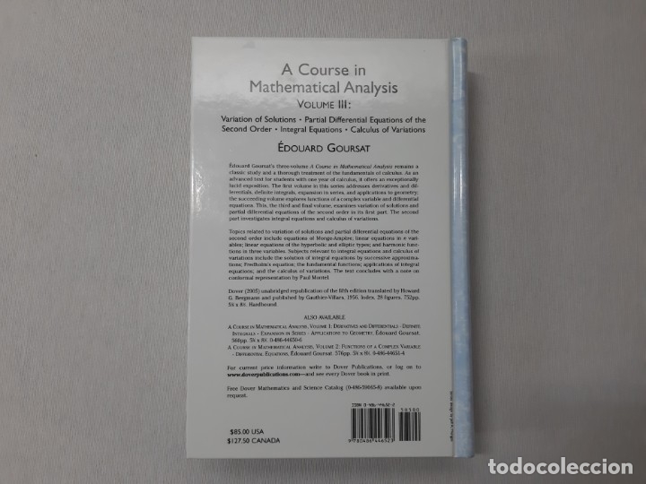 Libros de segunda mano de ciencias: A Course in Mathematical Analysis Volume 3 - Edouard Goursat, Howard G. Bergmann - Foto 3
