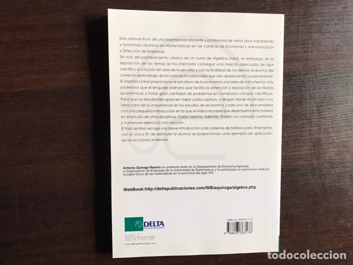 Libros de segunda mano de ciencias: Introducci&oacute;n al &aacute;lgebra lineal. Antonia Quiroga. Como nuevo - Foto 2