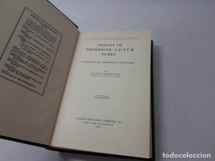 Libros de segunda mano de ciencias: Theory of Thermionic Vacum Tubes - E. Leon Chaffee - Foto 3
