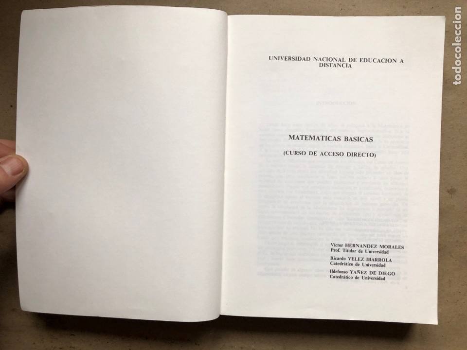 Libros de segunda mano de ciencias: MATEM&Aacute;TICAS B&Aacute;SICAS. VICTOR HERN&Aacute;NDEZ, RICARDI V&Eacute;LEZ E ILDEFONSO Y&Aacute;&Ntilde;EZ. UNED 1988. - Foto 2