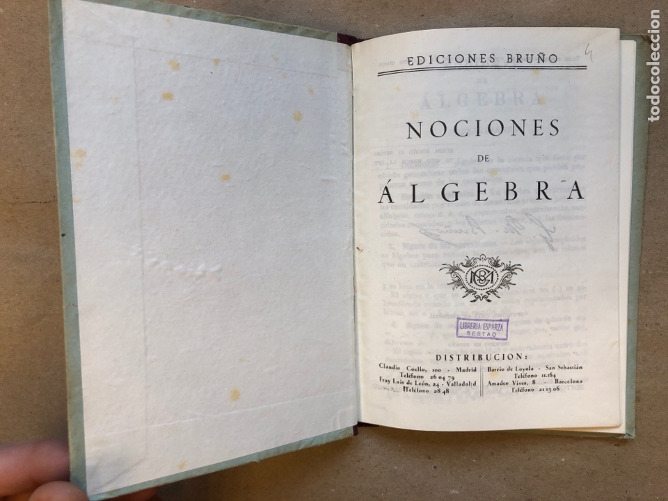Libros de segunda mano de ciencias: NOCIONES DE &Aacute;LGEBRA. EDICIONES BRU&Ntilde;O 1953. - Foto 2