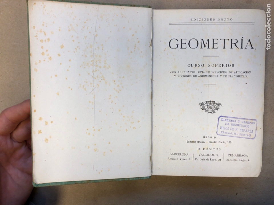 Libros de segunda mano de ciencias: GEOMETR&Iacute;A (CURSO SUPERIOR). EDICIONES BRU&Ntilde;O 1941. - Foto 2