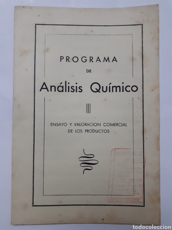 Libros de segunda mano de ciencias: Programa de An&aacute;lisis Qu&iacute;mico. Ensayo y valoraci&oacute;n comercial de los productos. - Foto 1