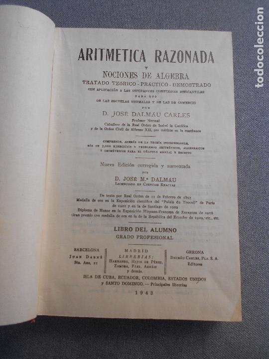 Libros de segunda mano de ciencias: ARITMETICA RAZONADA Y NOCIONES DE ALGEBRA. - Foto 2