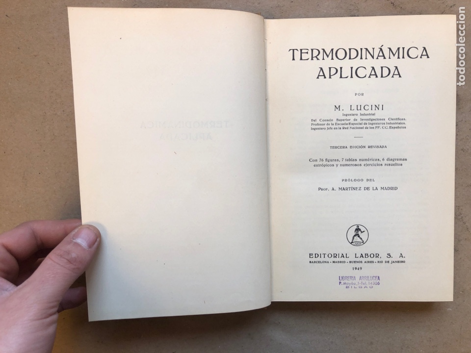 Libros de segunda mano de ciencias: TERMODIN&Aacute;MICA APLICADA. M. LUCINI. EDITORIAL LABOR 1949. - Foto 2
