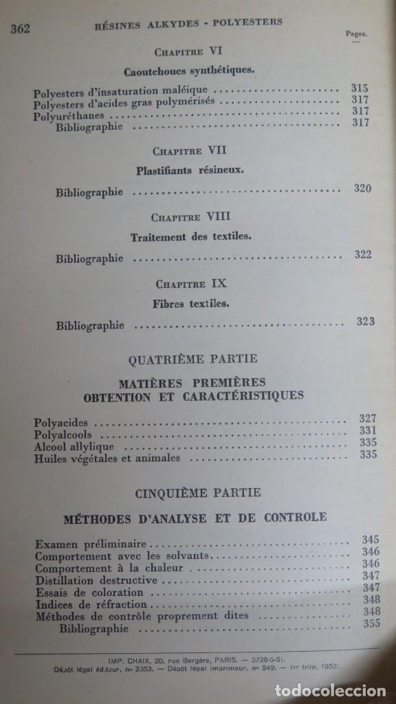 Libros de segunda mano de ciencias: RESINES ALKYDES-POLYESTERS. J. BOURRY - Foto 8