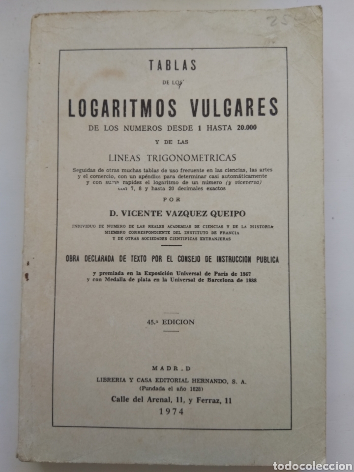 Libros de segunda mano de ciencias: LOGARITMOS VULGARES - Foto 1