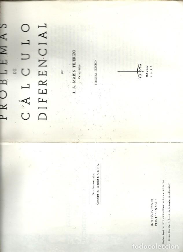 Second hand books of Sciences: PROBLEMAS DE CALCULO DIFERENCIAL J A MARIN TEJERIZO