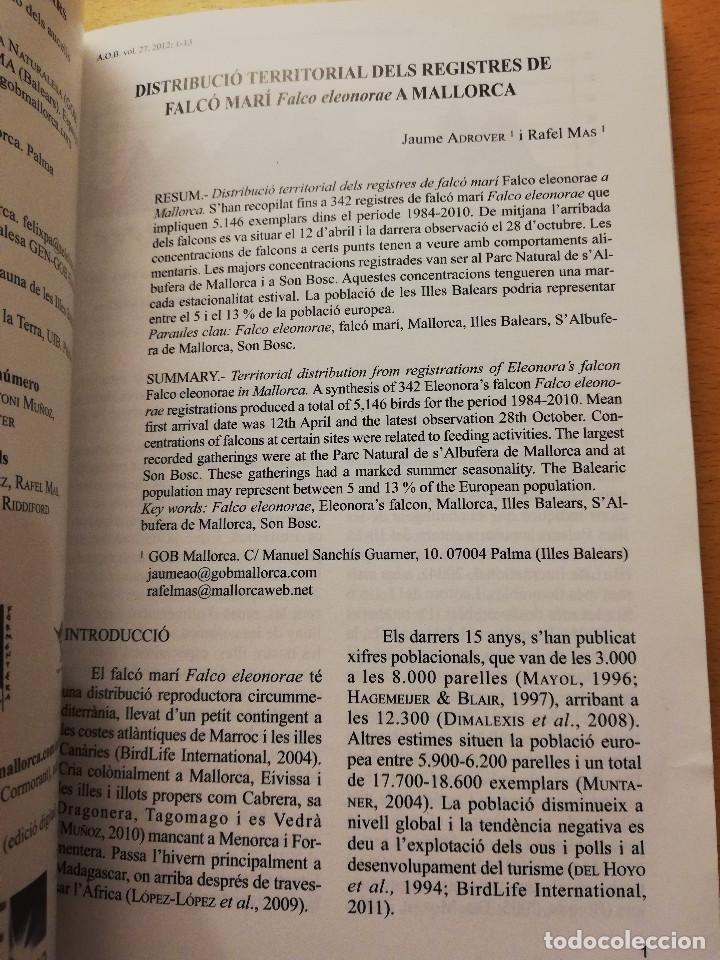 Libros de segunda mano: ANUARI ORNITOL&Ograve;GIC DE LES BALEARS. 2012, VOLUM 27 - Foto 7