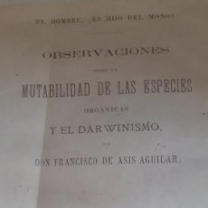 Libros de segunda mano: OBSERVACIONES MUTABILIDAD DE LAS ESPECIES- FCO DE ASIS AGUILAR.
