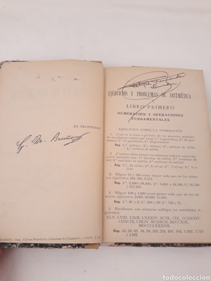 Libros de segunda mano de ciencias: Elementos de Aritmetica. EJERCICIOS Y PROBLEMAS DE ARITMETICA G.M.Bru&ntilde;o.1887. - Foto 3