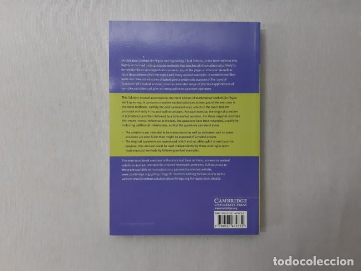Libros de segunda mano de ciencias: Student solutions manual for Mathematical methods for physics and engineering por K. F. Riley (2006) - Foto 4