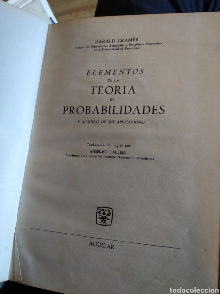 Libros de segunda mano de ciencias: ELEMENTOS DE LA TEOR&Iacute;A DE PROBABILIDADES. H. CRAMER #0436 - Foto 2