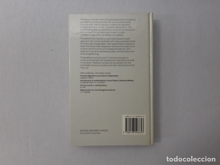 Libros de segunda mano de ciencias: Matrices: Methods and Applications (Applied Mathematics & Computing Science S.) por Stephen Barnett - Foto 4