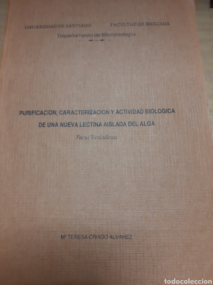 Libri di seconda mano: Purificaci&oacute;n.caracteristicas actividad Biol&oacute;gica lectina aislada de alga Fucus Vers M.teresa alvarez