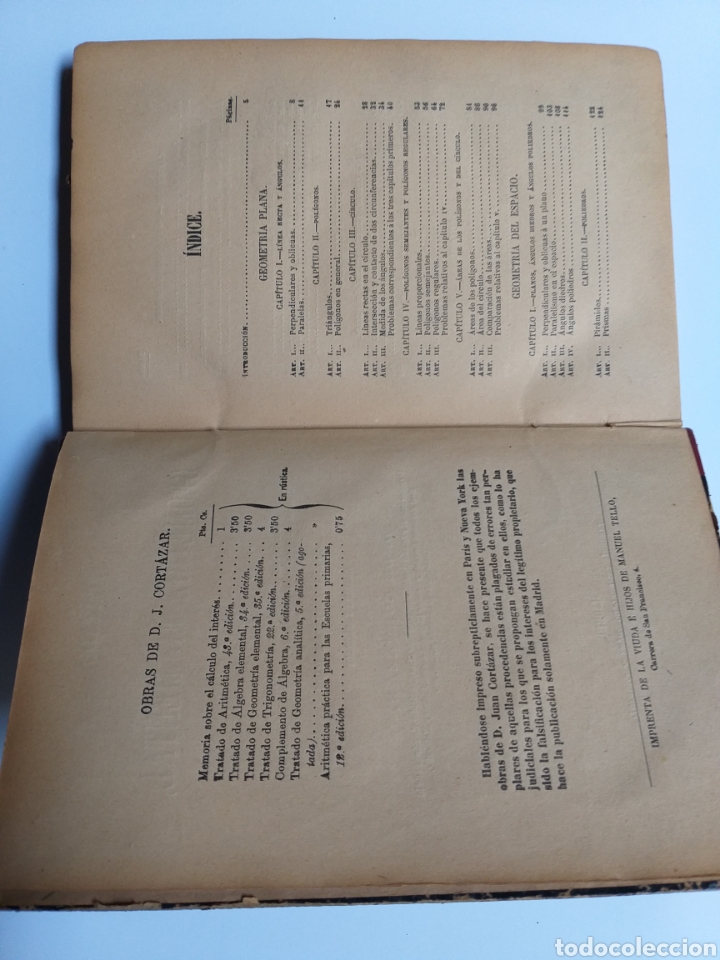 Libros de segunda mano de ciencias: Matematicas . Tratado de geometr&iacute;a elemental Cort&aacute;zar Madrid 1908 - Foto 9