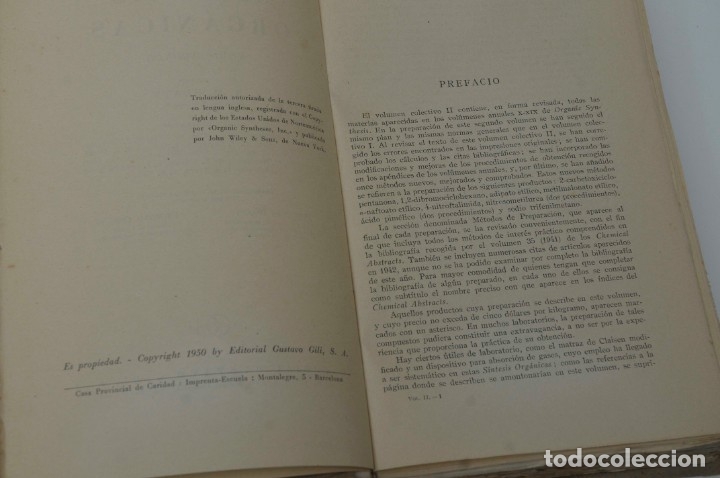 Second hand books of Sciences: SINTESIS ORGANICA TOMO II G.GILI 1950