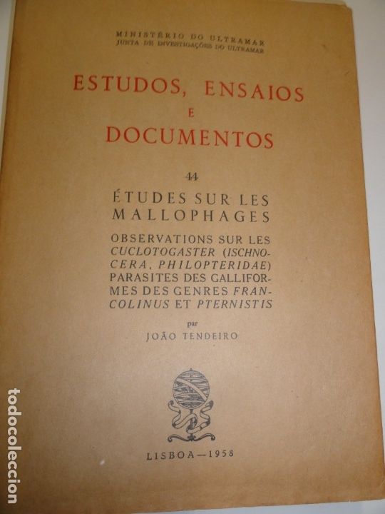 Second hand books: Etudes sur les mallophages - Joao Tendeiro 1958 (BIO)