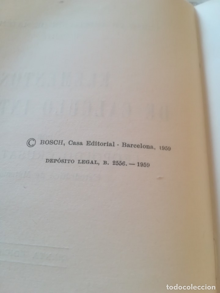 Libros de segunda mano de ciencias: Elementos de c&aacute;lculo integral - Leopoldo Crusat Prats - 1959 - Foto 3