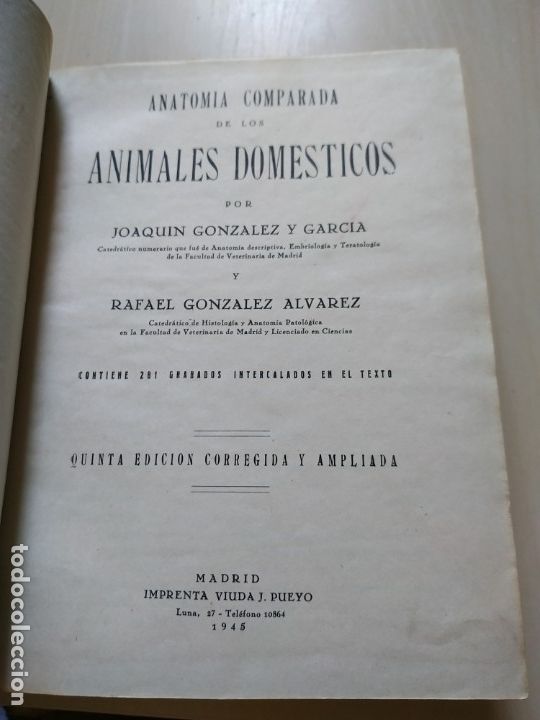 Libros de segunda mano: Anatom&iacute;a comparada de los animales dom&eacute;sticos - J. Gonz&aacute;lez 1945 - Foto 2