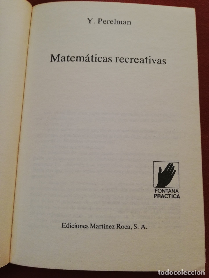 Libros de segunda mano de ciencias: MATEM&Aacute;TICAS RECREATIVAS (Y. PERELMAN) MART&Iacute;NEZ ROCA - Foto 2