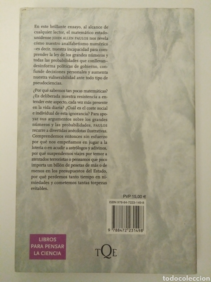 Libros de segunda mano de ciencias: El hombre anum&eacute;rico / John Allen Paulos - Foto 2
