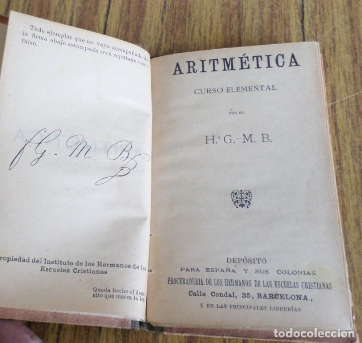 Libros de segunda mano de ciencias: Aritm&eacute;tica - Curso elemental - Por H. G. &ndash; M. B. - Foto 1