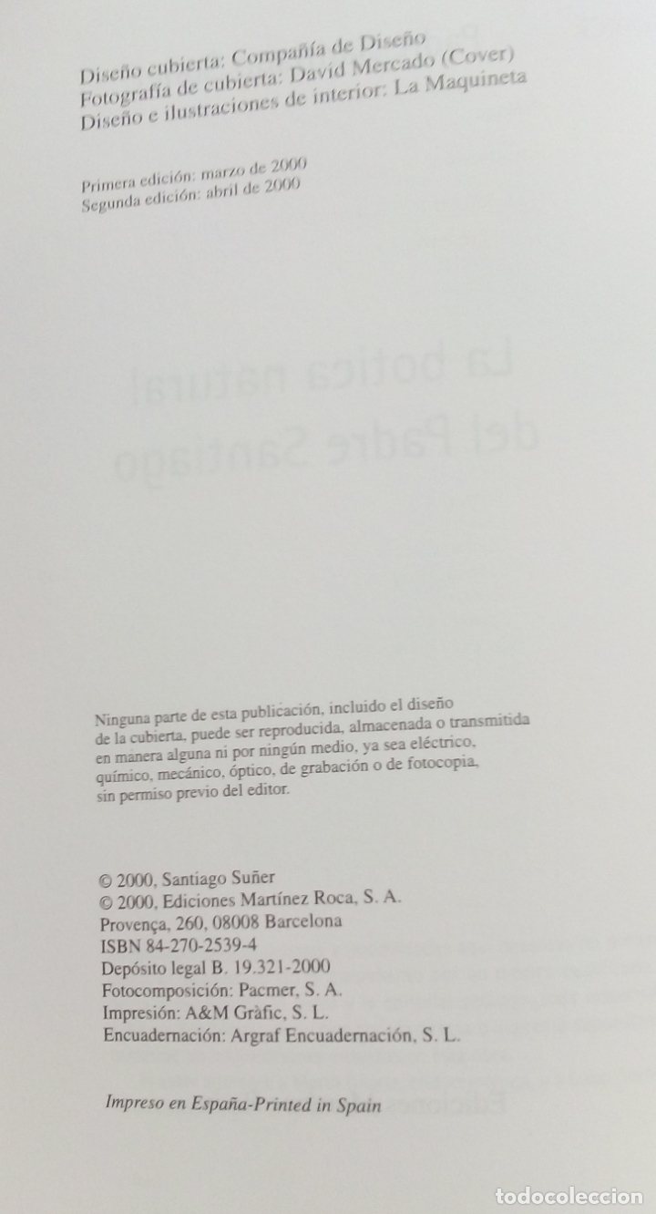 Libros de segunda mano: LA BOTICA NATURAL DEL PADRE SANTIAGO - ED. MART&Iacute;NEZ ROCA 2000. - Foto 5