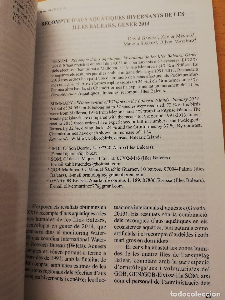 Libros de segunda mano: ANUARI ORNITOL&Ograve;GIC DE LES BALEARS 2013 (VOLUM 28) - Foto 7