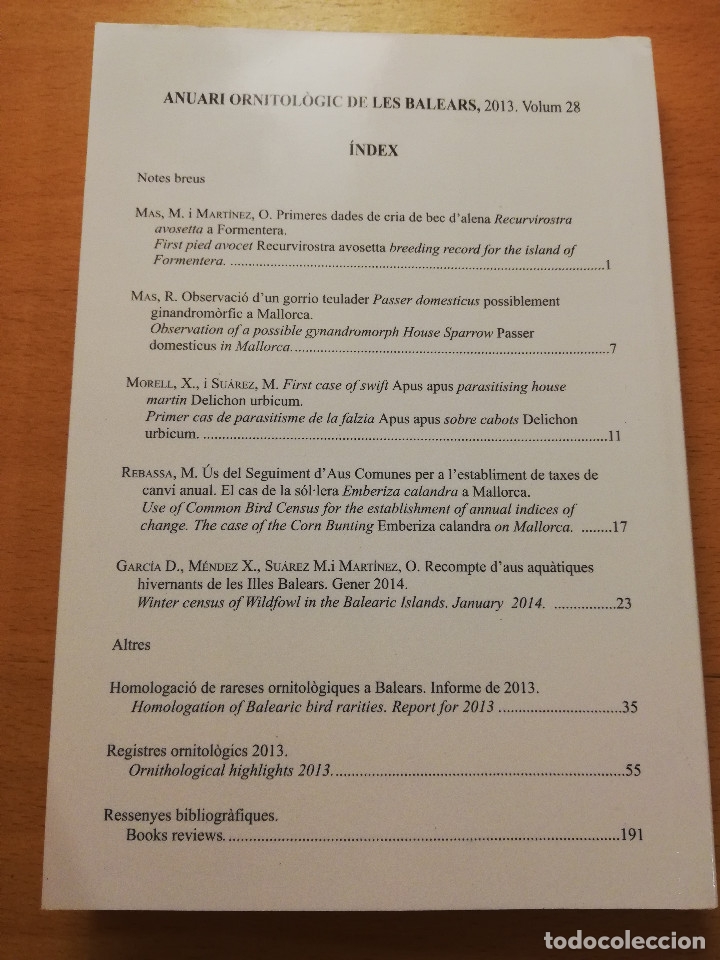 Libros de segunda mano: ANUARI ORNITOL&Ograve;GIC DE LES BALEARS 2013 (VOLUM 28) - Foto 10