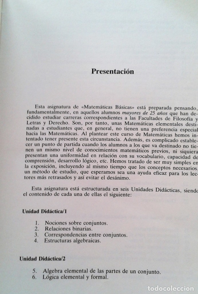 Libros de segunda mano de ciencias: MATEM&Aacute;TICAS B&Aacute;SICAS I II U.N.E.D. 1&ordf; EDICI&Oacute;N 1985 - Foto 4